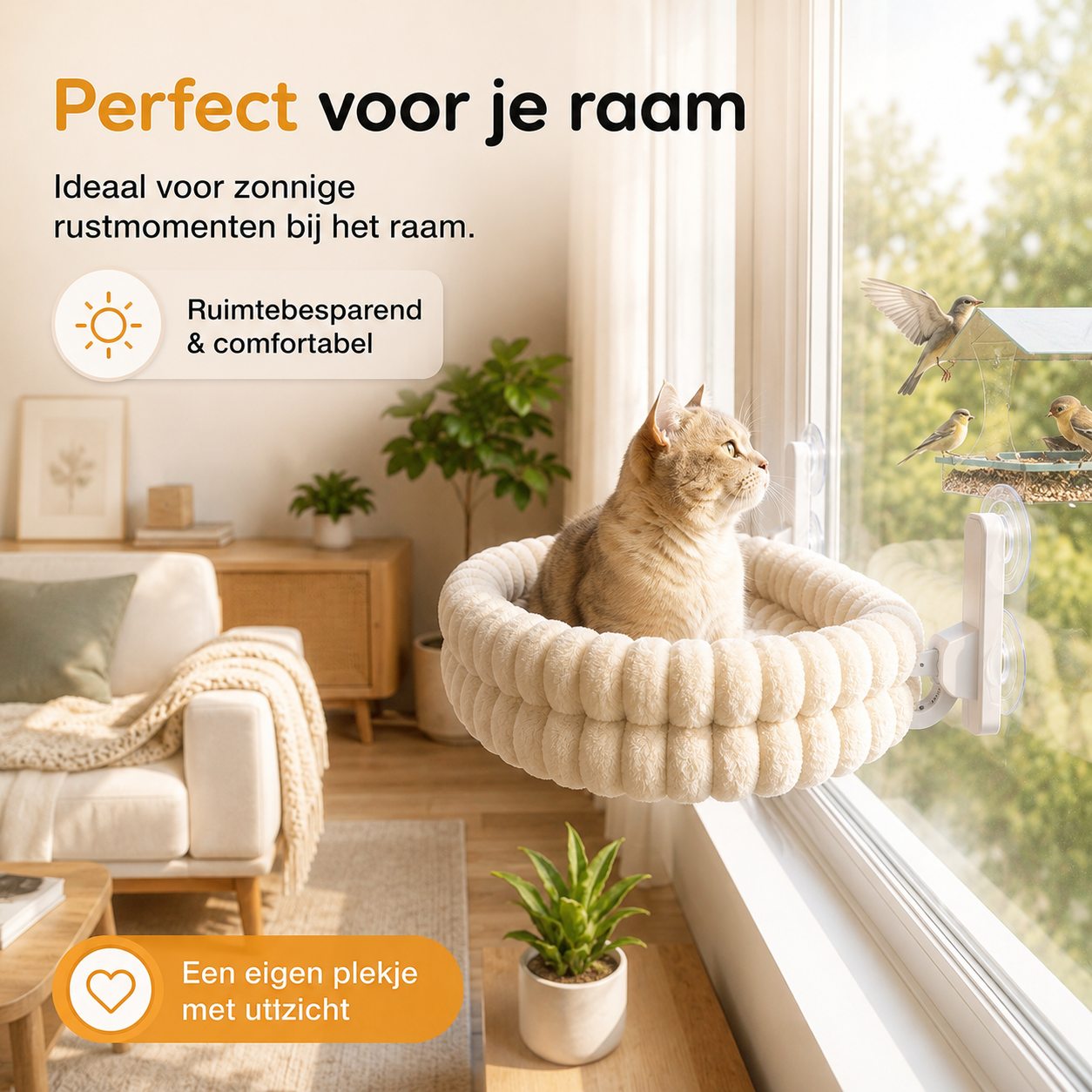 PurrView™ – Opvouwbare Kattenhangmat voor het Raam